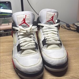 White and Red Athletic Sneakers